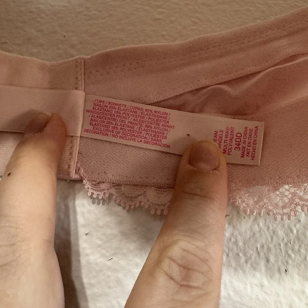 Victoria's‎ Secret LIght Pink Lace Strapless Push Up Bra Womens Size 34DD